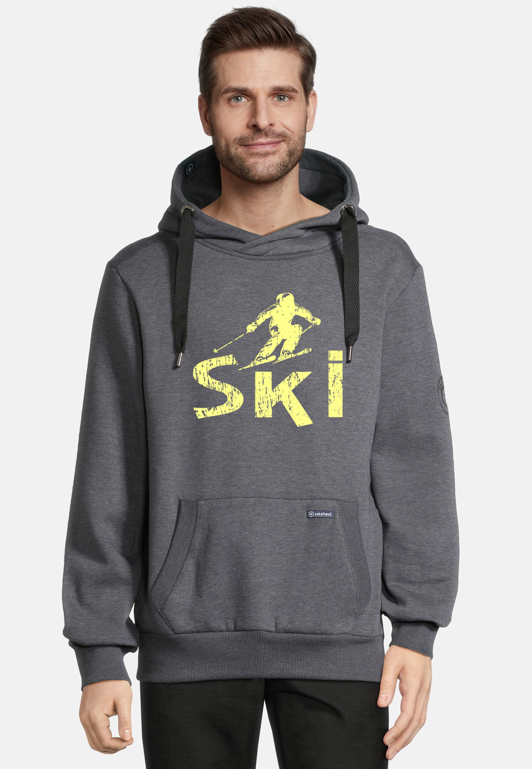 HEFF-Skifahrer Anthra-Neon Yellow Frontalansicht mit Model