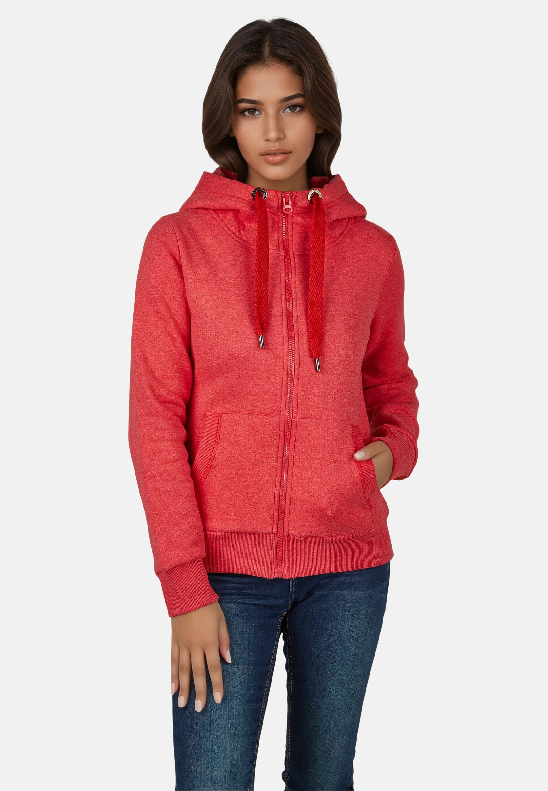 Sööte Jacke Red Nahaufnahme mit Model